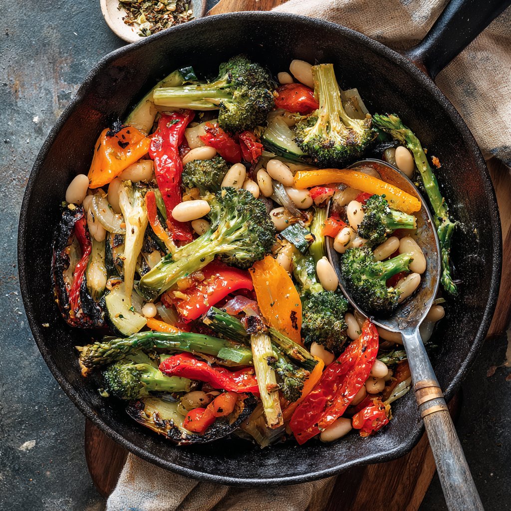 Roasted Veggie White Bean Skillet