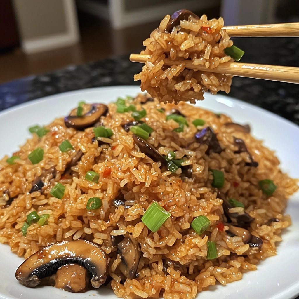 One Pot Soy Sauce Mushroom Rice