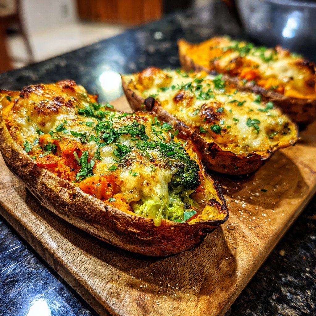 Baked Sweet Potato Veggie Boats