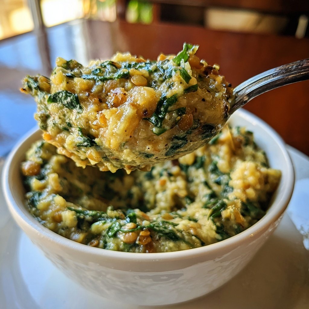 Creamy Garlic Spinach Lentils