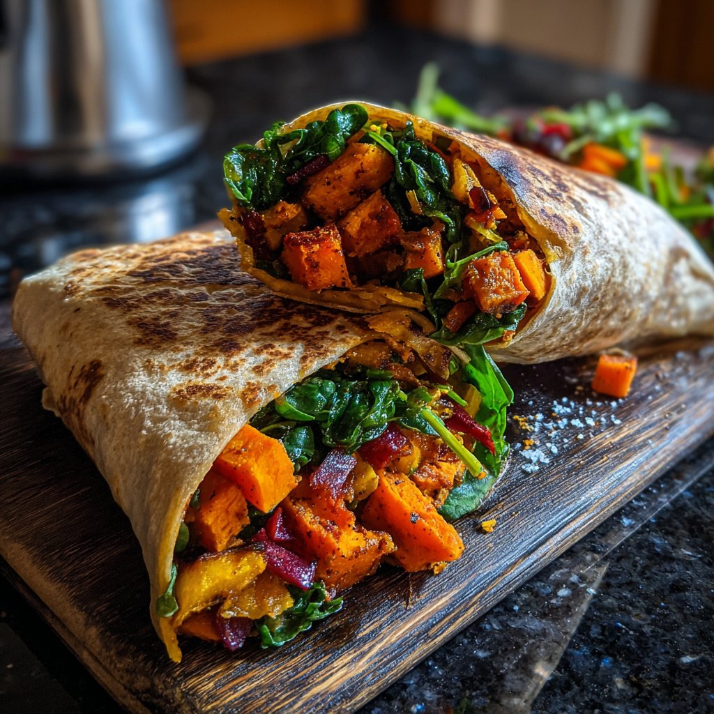 Roasted Sweet Potato Veggie Wraps