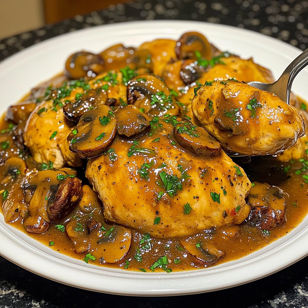 Healthy Crockpot Chicken with Mushrooms