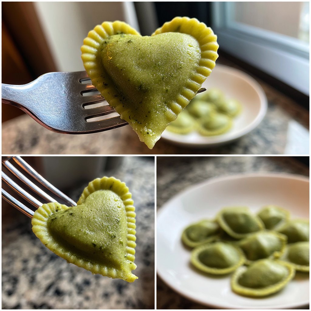 Heart-Shaped Spinach Ravioli