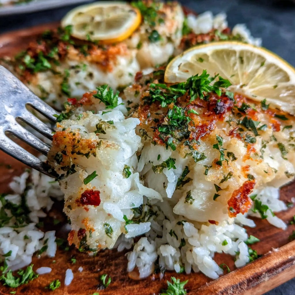 Lemon Herb Baked Cod With Rice