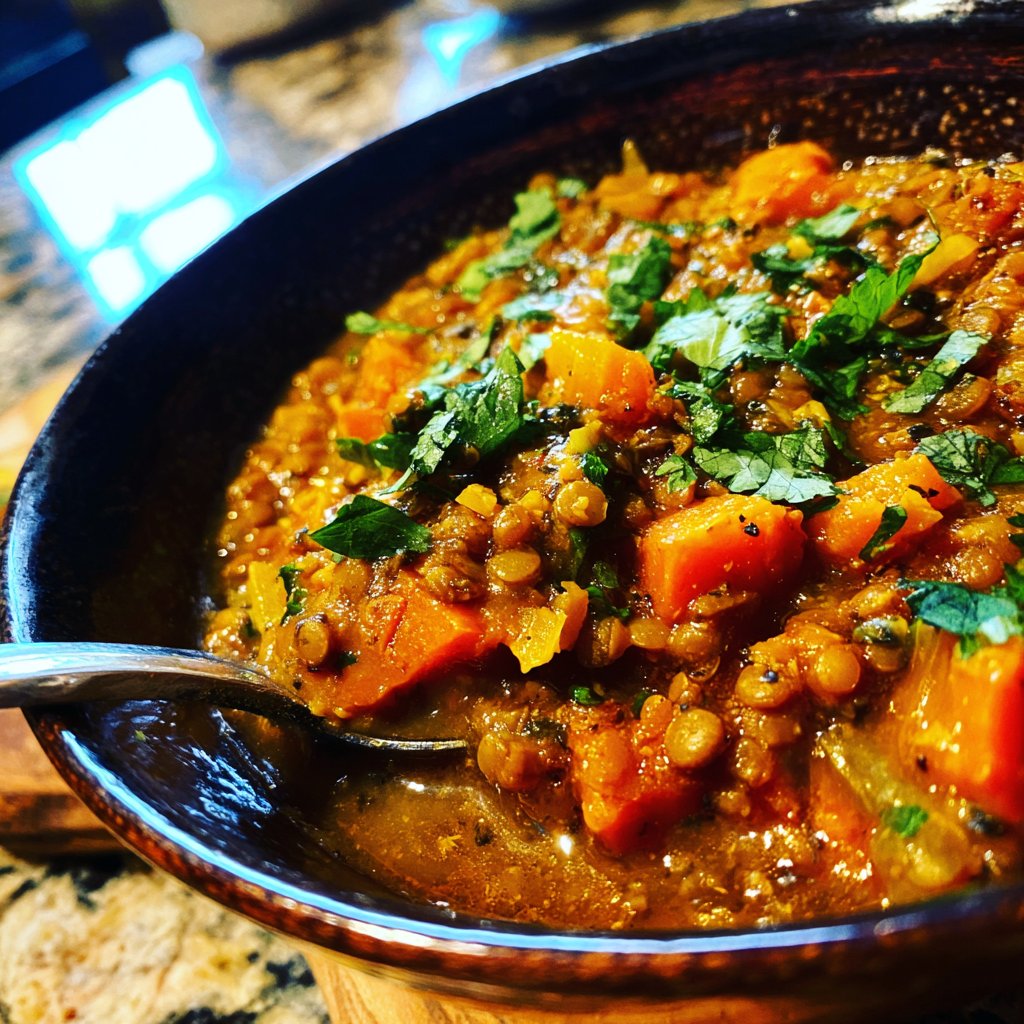 Healthy Crockpot Moroccan Lentils