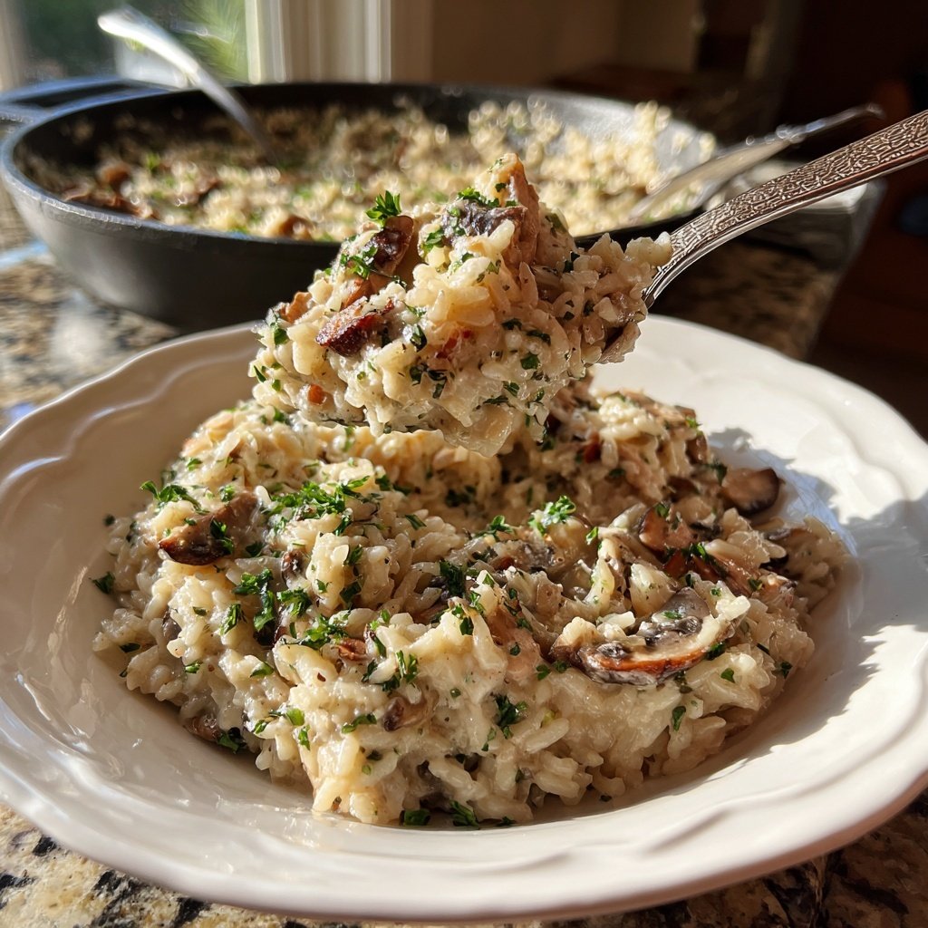 Creamy Mushroom Garlic Rice