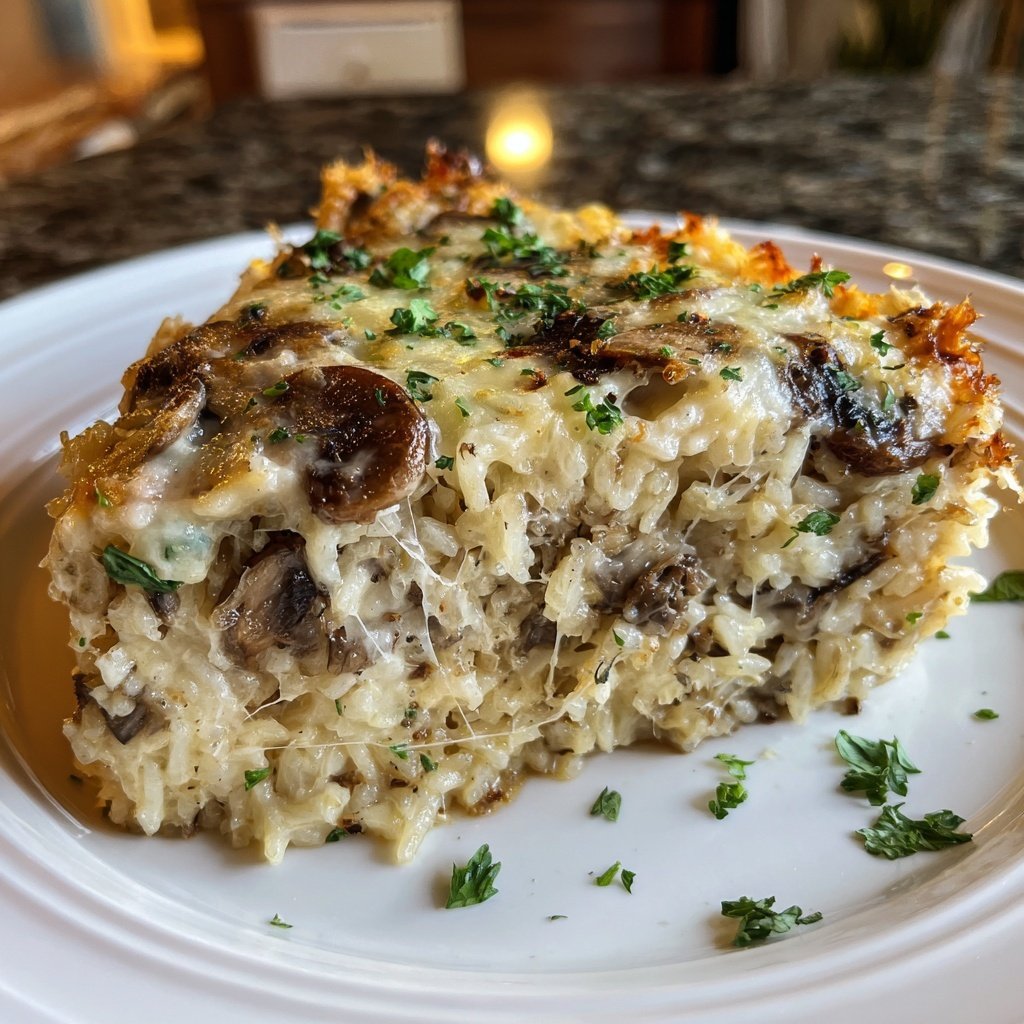 Sunday Creamy Mushroom Rice Bake