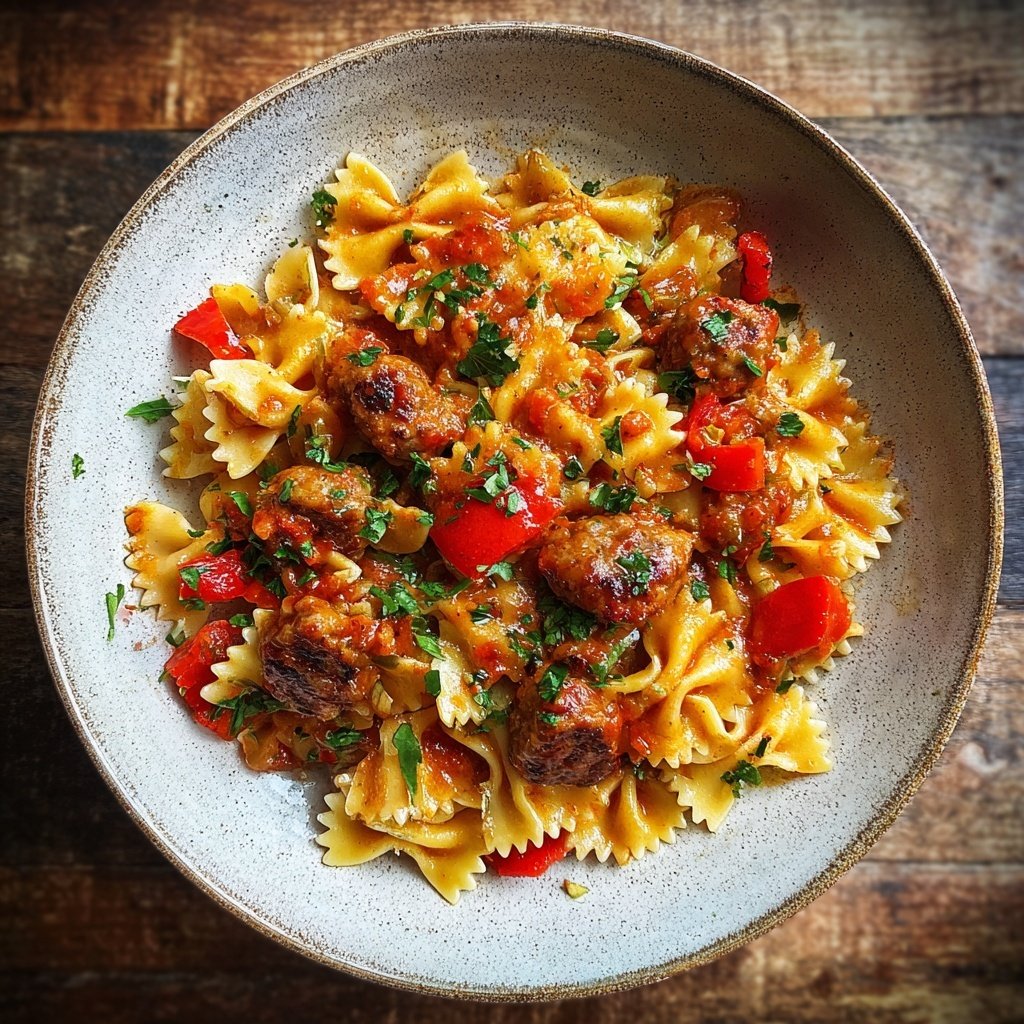 Bow Tie Pasta With Sausage And Peppers