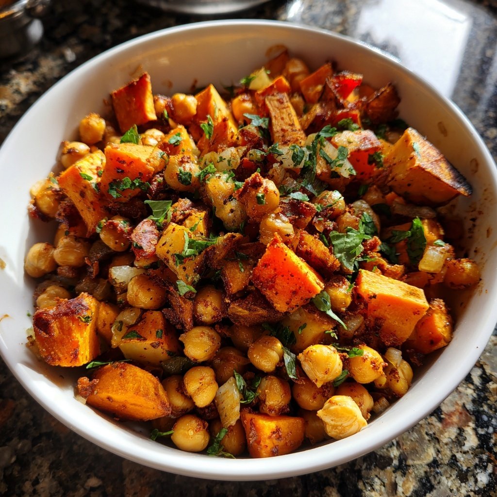 Spiced Sweet Potato Chickpea Hash