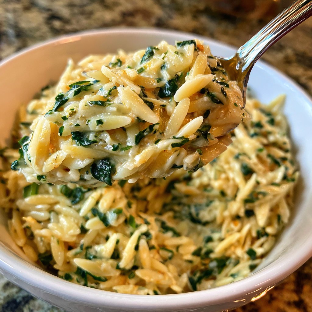 Creamy Spinach Parmesan Orzo