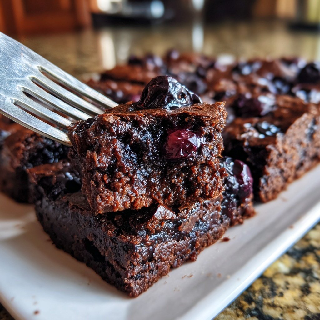 Cottage Cheese Brownies with Blueberries